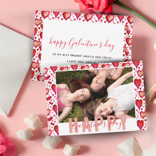 Galentine`s Day Rote Herzen Zeichnung Freund Foto Feiertagskarte