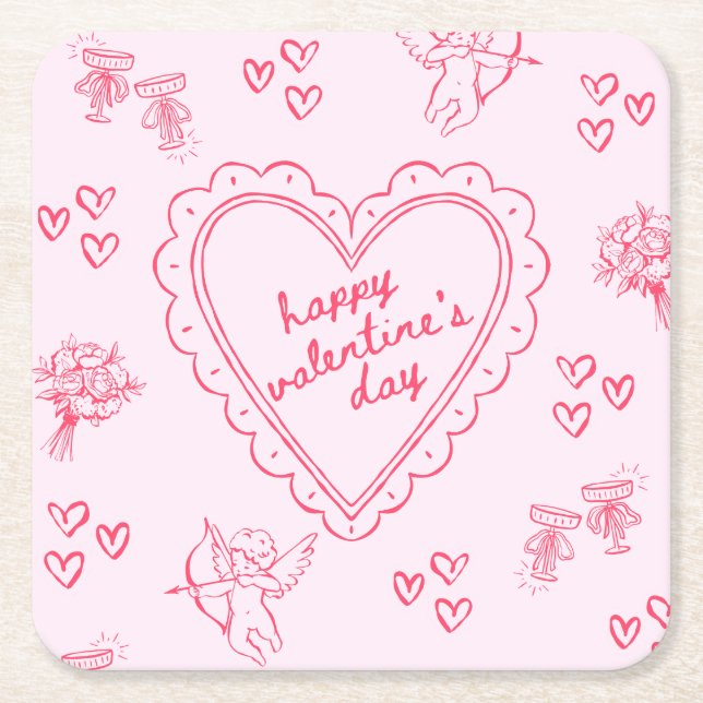 Galentine’s Day Valentine Girly Invitation Rechteckiger Pappuntersetzer (Vorderseite)
