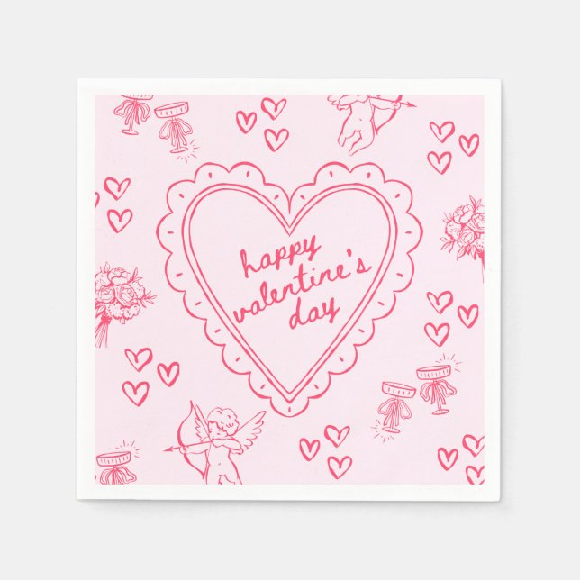 Galentine’s Day Valentine Girly Pink Serviette (Vorderseite)