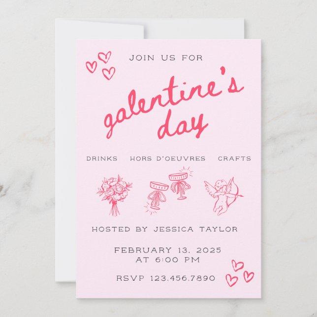 Galentine’s Day Valentines Girly Invitation Einladung (Vorderseite)