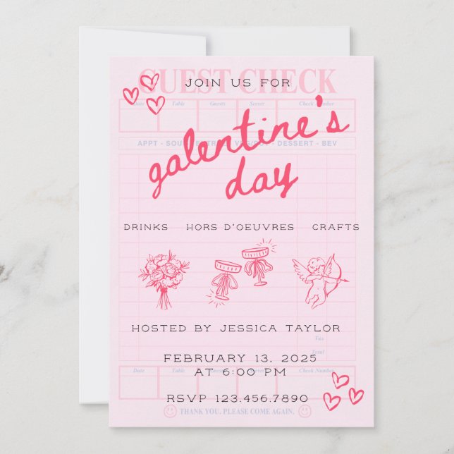 Galentine’s Day Valentines Girly Invitation Einladung (Vorderseite)