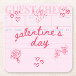 Galentine’s Day Valentinsgruß-Einladung für Mädche Rechteckiger Pappuntersetzer