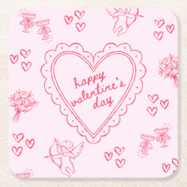 Galentine’s Day Valentinsgruß Mädchen-Einladung Rechteckiger Pappuntersetzer