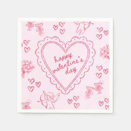 Galentine’s Day Valentinstag Mädchen Rosa Serviette