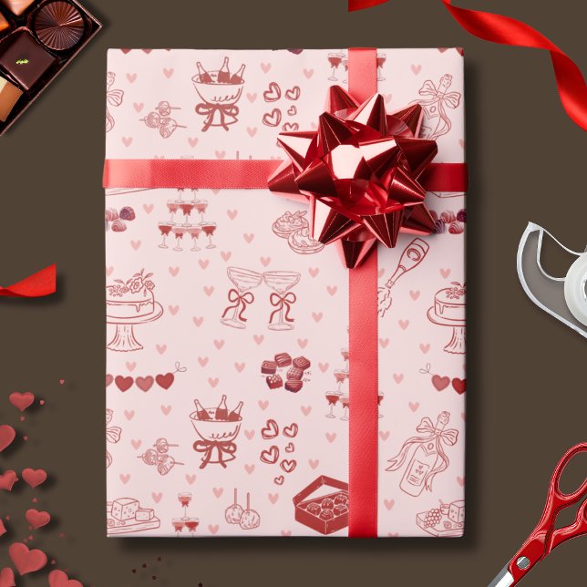 Galentine’s Party Doodle Pattern Geschenkpapier (Von Creator hochgeladen)