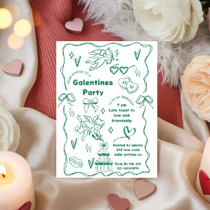 Galentine’s-Party, Mädchen Galentine’s Handgezeich Einladung
