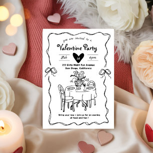 Galentine’s Party, Valentine Party Kritzelei Einladung