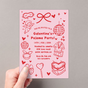 Galentine’s Schlafanzug, Nacht Valentinstag Handge Acryleinladungen