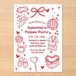 Galentine’s Schlafanzug, Nacht Valentinstag Handge Acryleinladungen