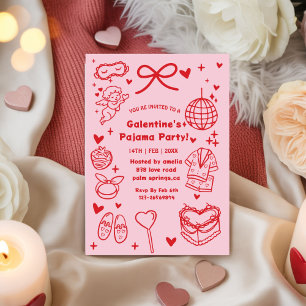 Galentine’s Schlafanzug, Nacht Valentinstag Handge Einladung