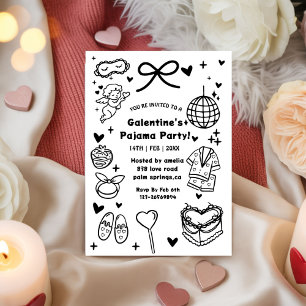 Galentine’s-Schlafanzug, Nacht-Valentinstag-Handze Einladung