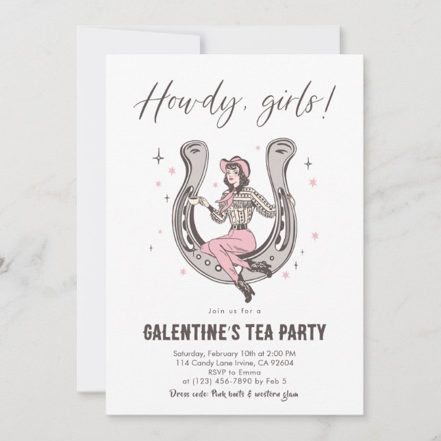 Galentine’s Tea Party Invitation Einladung (Vorderseite)