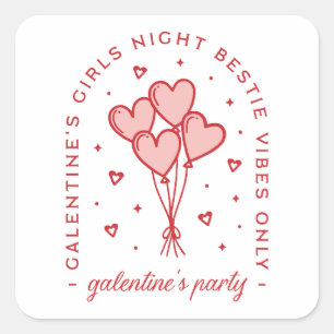 Galentiner Tag Party bestie coquette ästhetische Quadratischer Aufkleber