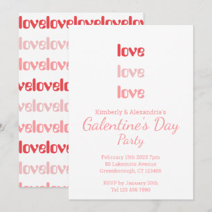 Galentiner-Tag Party Rosa und Rote Typografie Einladung