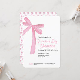 Galentiner Tag rosa Schleife Thema moderne Einladung