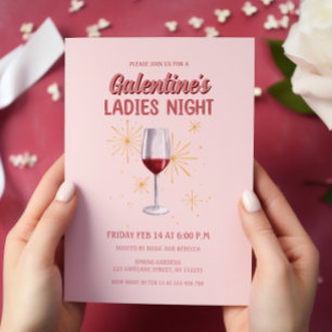 Galentiner Weinglas Ladys Night Party Einladung