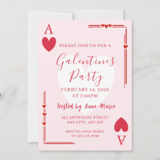 Galentines Ace Hearts Girls Valentines Invite Einladung