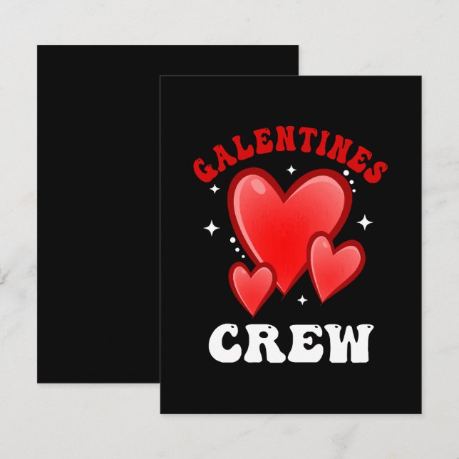 Galentines Crew Herz Mitteilungskarte (Vorne/Hinten)