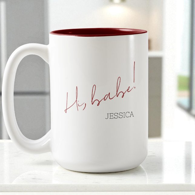 Galentine's Day Babe Red Script Einfache beste Fre Zweifarbige Tasse (Galentine's Day Babe Red Script Simple Best Friend Two-Tone Coffee Mug)