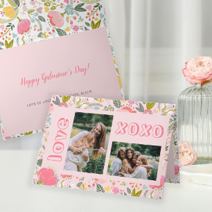 Galentine's Day Blumen 2 Foto-Collage rosa xoxo Feiertagskarte