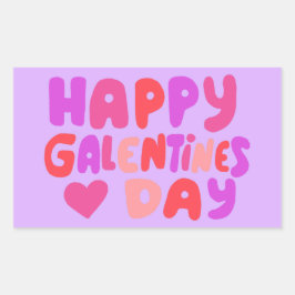 Galentines Day Bubble Letters Curvy Retro Groovy Rechteckiger Aufkleber