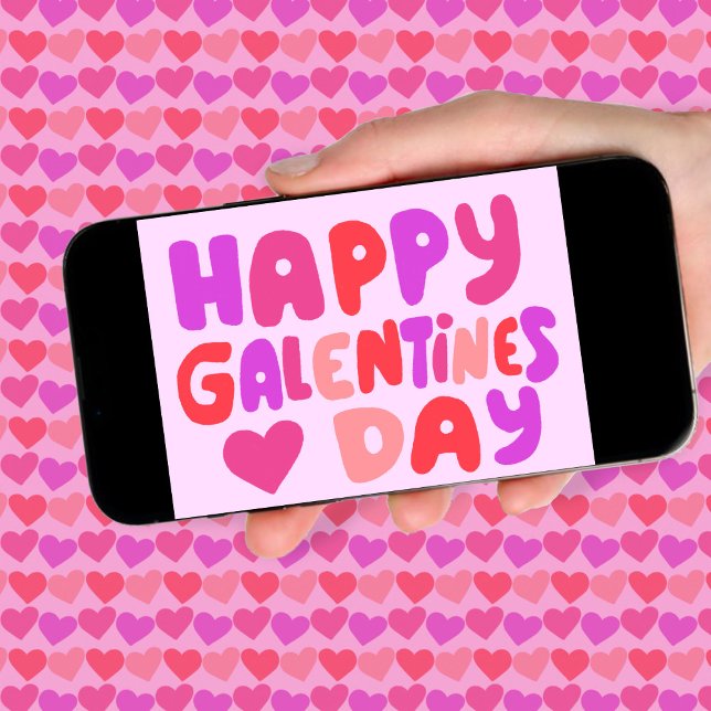 Galentines Day Bubble Letters Groovy Retro Digital Karte (Happy Galentines Day Bubble Letters Groovy Retro Digital Card Online Email eCard)