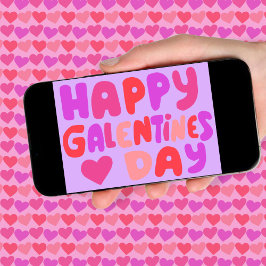 Galentines Day Bubble Letters Groovy Retro Digital Karte