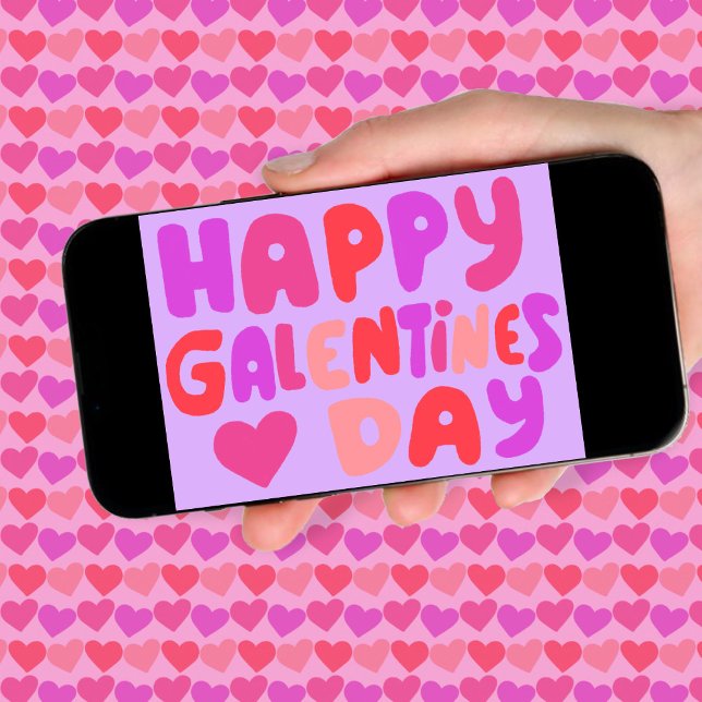 Galentines Day Bubble Letters Groovy Retro Digital Karte (Happy Galentines Day Bubble Letters Groovy Retro Digital Card Online Email Colorful Love  ecard)