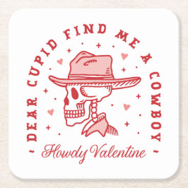 Galentines Day Cowgirl Cowboy Country-Thema Rechteckiger Pappuntersetzer