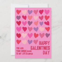 Galentines Day Einzigartige Freunde Rosa rote Herz Feiertagskarte