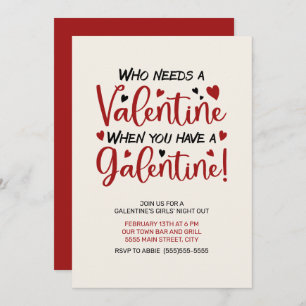 Galentine's Day Girls Night Out Red Hearts Einladu Einladung