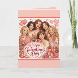 Galentine's Day Grußkarte, sechs Freundinnen Karte