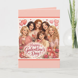 Galentine's Day Grußkarte, sechs Freundinnen Karte
