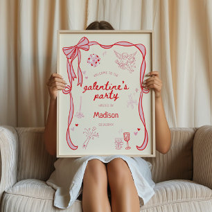 Galentine's Day Party Downloadbare Willkommensgruß Poster