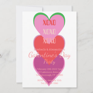Galentine's Day Party Herzen Typography Design Einladung