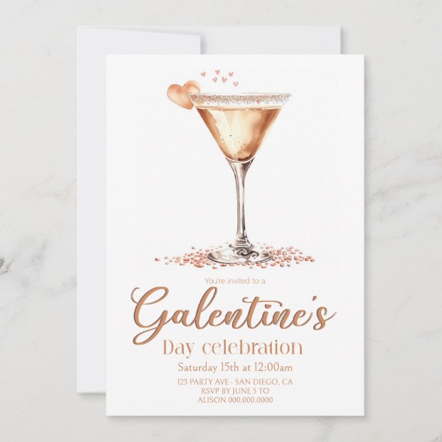  Galentine's Day party Invitation Einladung (Vorderseite)