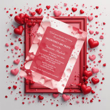 Galentine's Day Party Pastel Coral Hearts Modern 