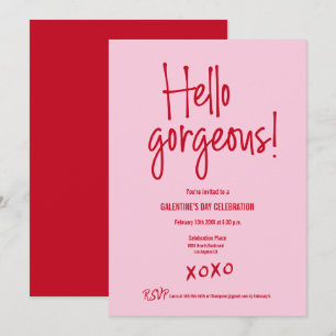 Galentine's Day ROSA ROT Hallo Schönheit XOXO Einladung