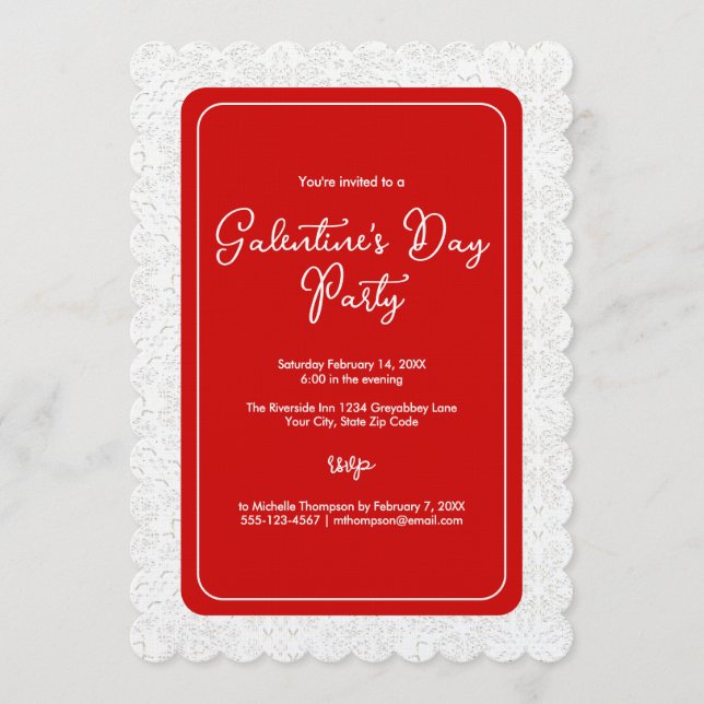 Galentine's Day Rote Party Einladung (Vorderseite)