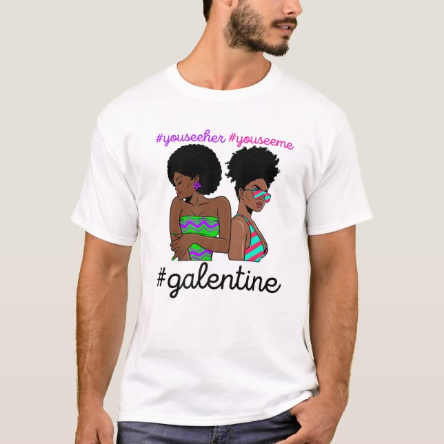 Galentines Day Single Valentines Melanin Queen Bla T-Shirt (Vorderseite)