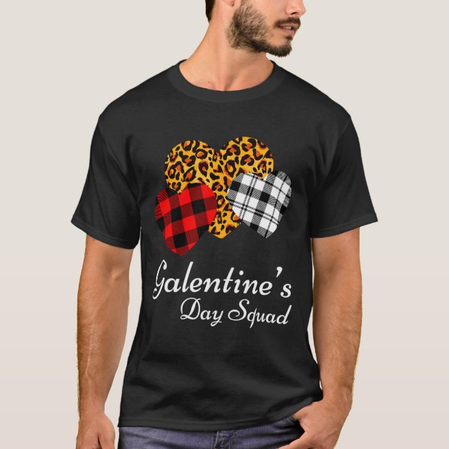 Galentines Day Squad Valentines Hearts Love Leopar T-Shirt (Vorderseite)