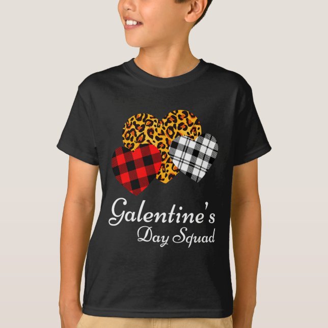 Galentines Day Squad Valentines Hearts Love Leopar T-Shirt (Vorderseite)