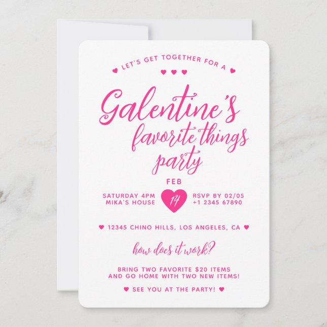 Galentine's Favorite Things Party Einladung (Vorderseite)