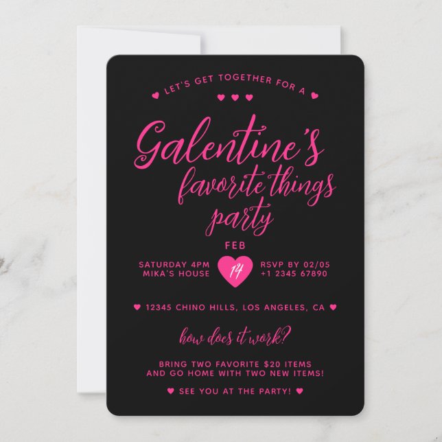 Galentine's Favorite Things Valentine's Party Einladung (Vorderseite)