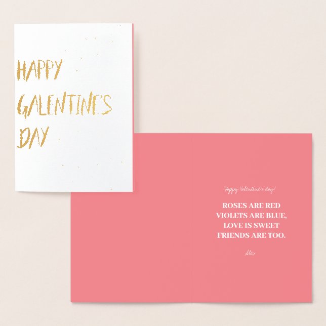 Galentines Gold-Pink-Karte-Design Folienkarte (Anzeige)