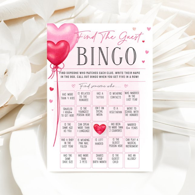 Galentine's Liebe ist in der Luft Brautparty Bingo Menükarte (Von Creator hochgeladen)