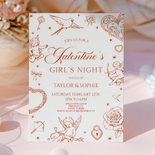 Galentine's Mädchen-Abend Valentinstag Party Einladung