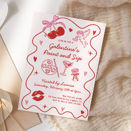 Galentines Malen und Trinken Mädchen Valentinstag  Einladung