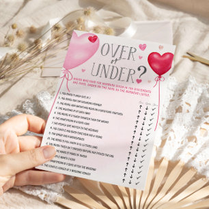 Galentine's Over oder Under Brautparty Games Einladung