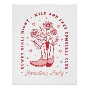 Galentines Party Girls Cowgirls Poster